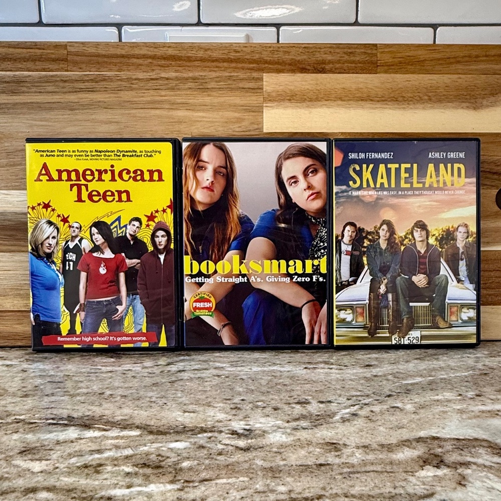 🎥 Teen & Coming‑of‑Age DVD Bundle – American Teen, Booksmart, Skateland 🛼